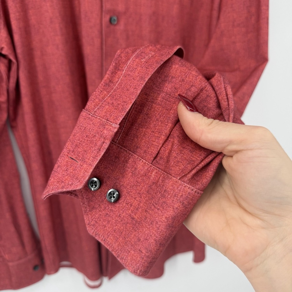 Emanuel Berg Byron Casual Button Down Shirt Size 42 Neck 16.5 Size Large Red - Picture 4 of 10
